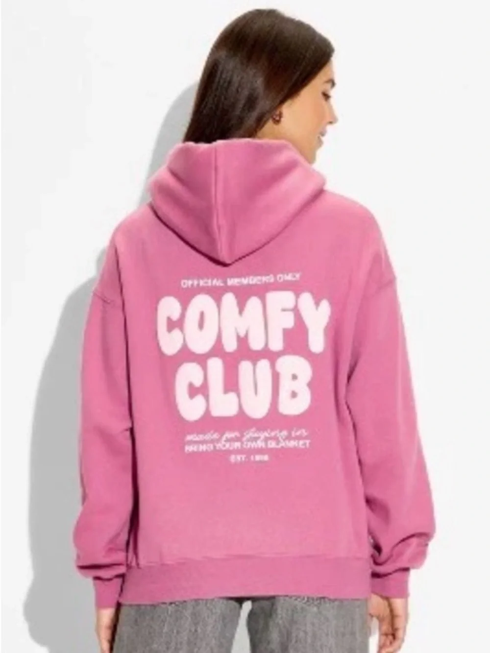 Rose Pink Hooded Pullover Sweatshirt - Picture 3 of 7